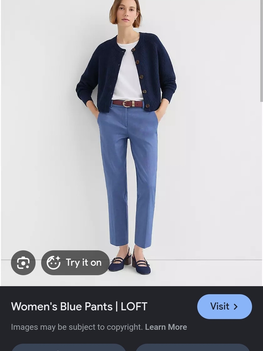 LOFT Light Blue Straight-Leg Trousers